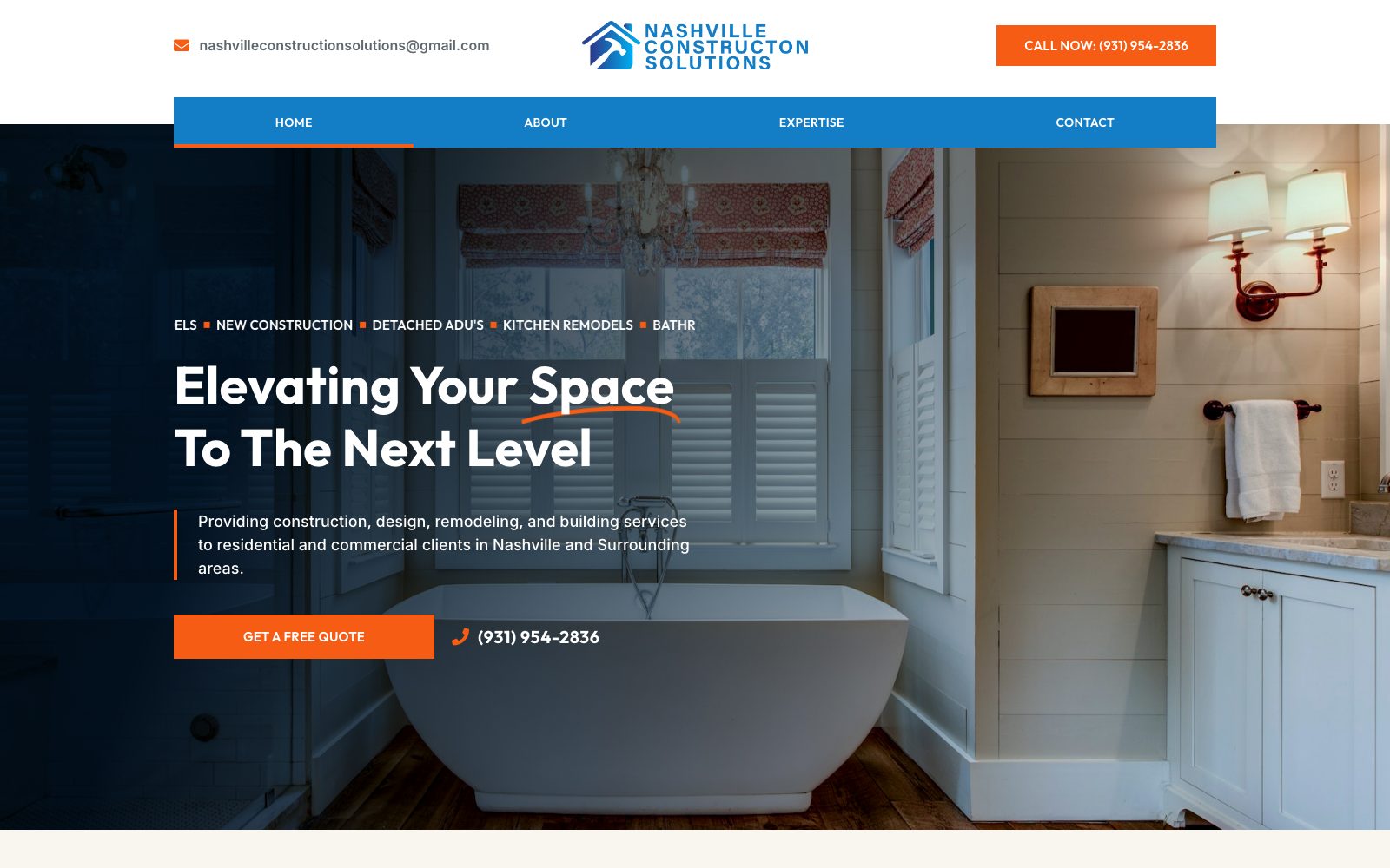 The current nashvilleconstructionsolutions.com homepage