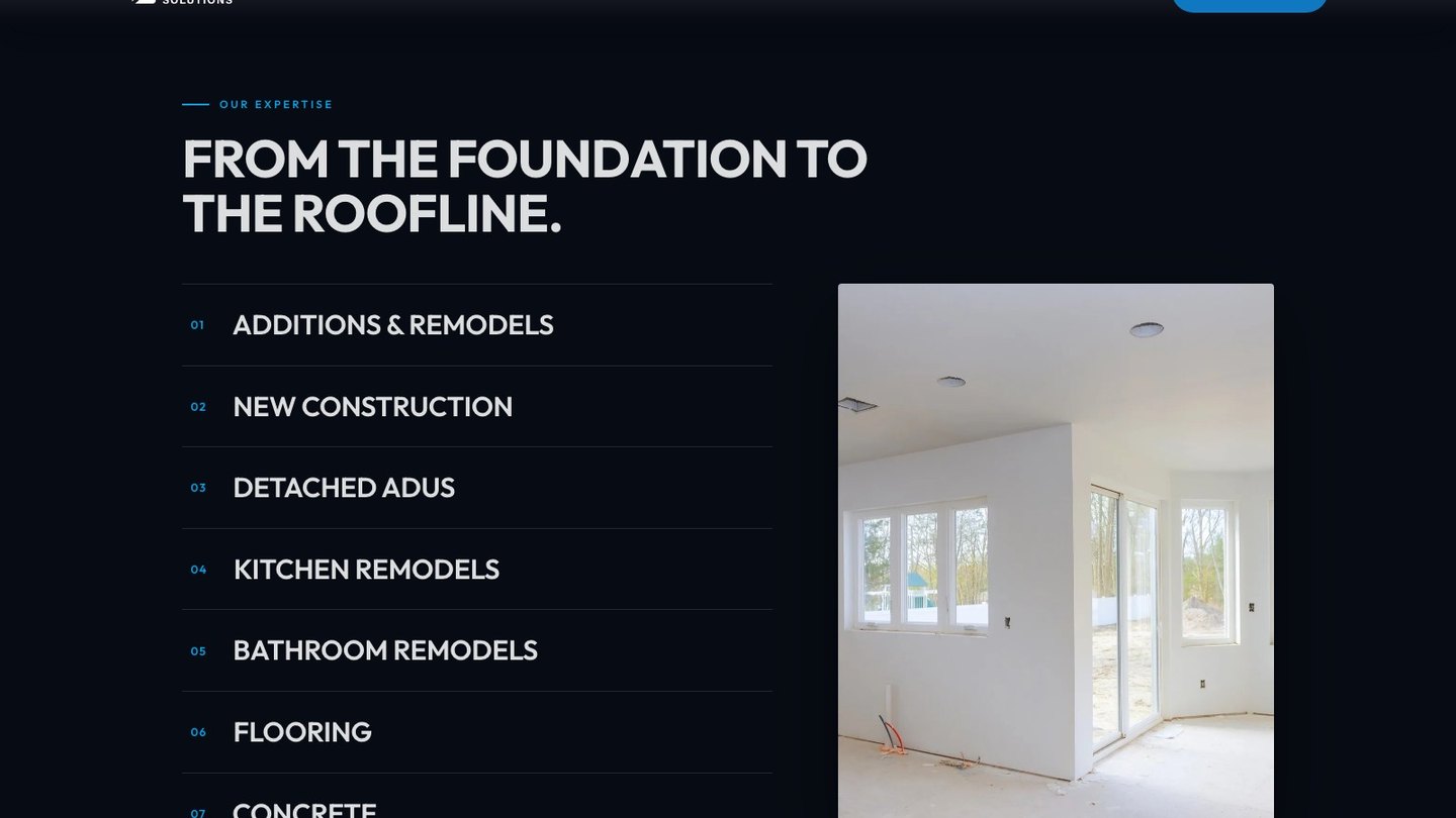 The expertise index section of the new homepage