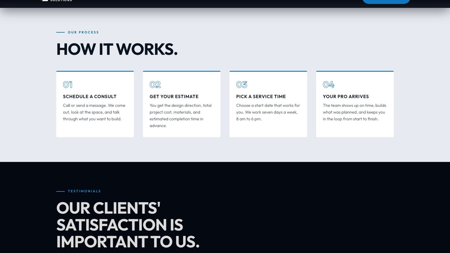 The process section of the new homepage