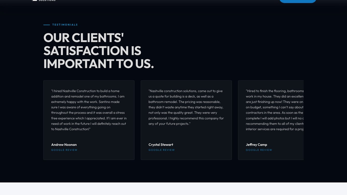 The reviews section of the new homepage